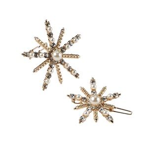 Scunci Rhinestone Faux Pearl Starburst Hair Barrette Set of 2